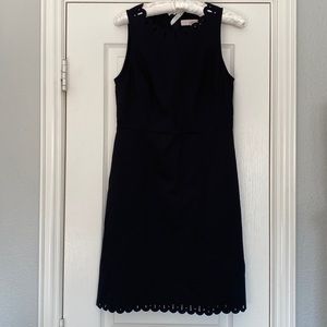 LOFT Black Scalloped Eyelet Dress